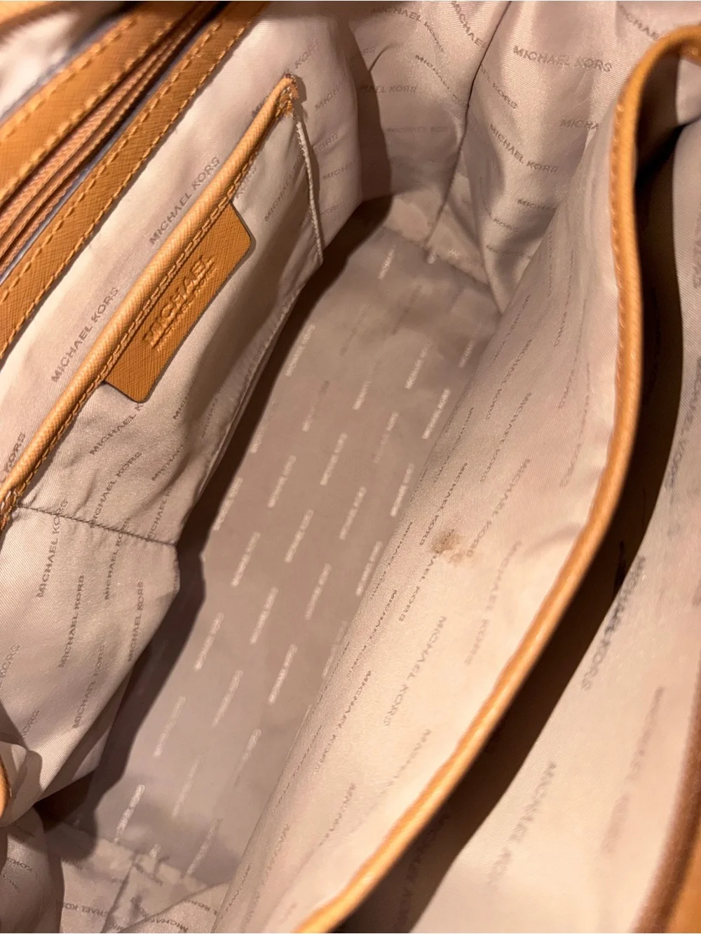 Michael Kors Cream Logo Tote and Tan Accent Wallet Set - Picture 3 of 6